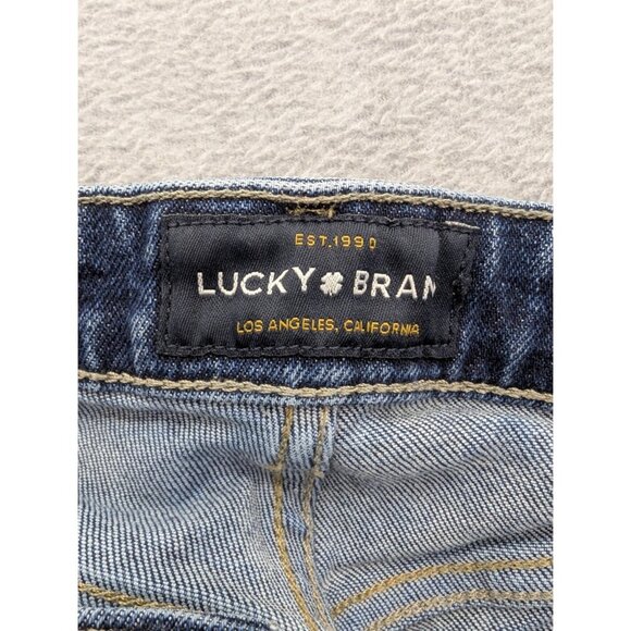 Lucky Brand Shorts Womens 12 Blue High Rise Shortie Cutoff Distressed Denim - Picture 12 of 16